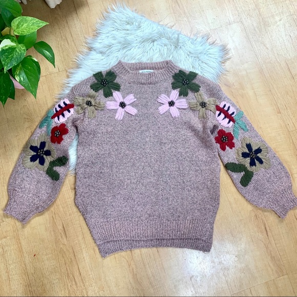 allison new york Sweaters - ALLISON MEW YORK Aidan Pink embroidered Sweater S